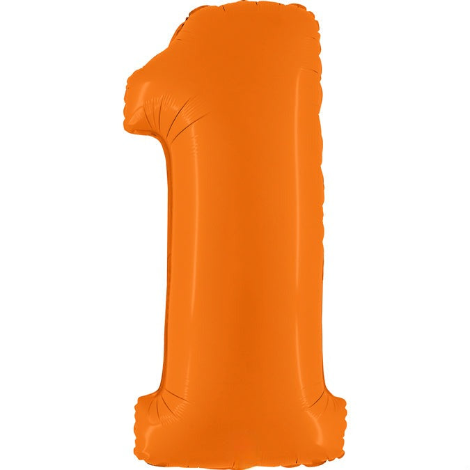 34" Neon Orange Number Foil Balloon