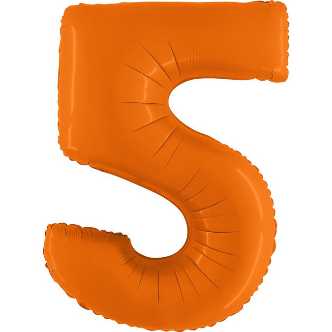 34" Neon Orange Number Foil Balloon