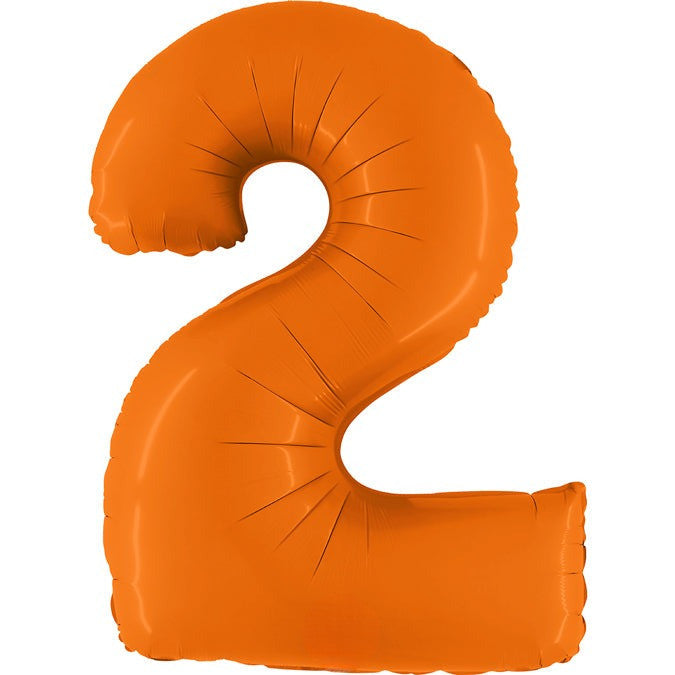 34" Neon Orange Number Foil Balloon