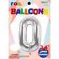 34" Silver Number 0 Supershape Decorative Foil Balloon