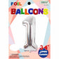 34" Silver Number 1 Supershape Decorative Foil Balloon