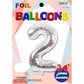 34" Silver Number 2 Supershape Decorative Foil Balloon
