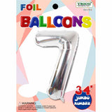 34" Silver Number 7 Supershape Decorative Foil Balloon