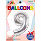34" Silver Number 9 Supershape Decorative Foil Balloon