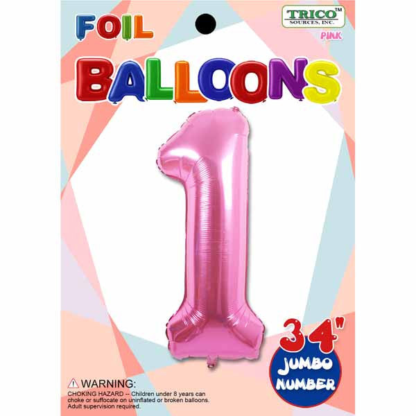 34" Pink Number 1 Supershape Decorative Foil Balloon