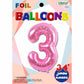 34" Pink Number 3 Supershape Decorative Foil Balloon