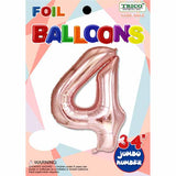 34" Rose Gold Number 4 Supershape Decorative Foil Balloon