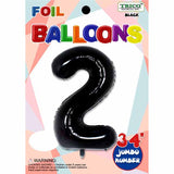 34" Black Number 2 Supershape Decorative Foil Balloon
