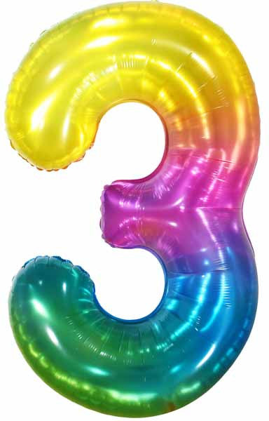 34" Number 3 Supershape Decorative Foil Balloon