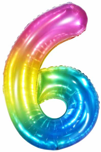 34" Number 6 Supershape Decorative Foil Balloon
