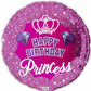Happy Birthday Princess Crown & Gems Foil Balloon