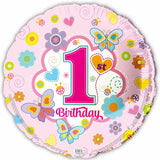 1st Birthday Pink Foil Round Balloon