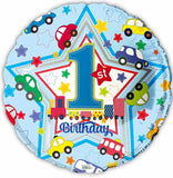 1st Birthday Blue Foil Round Balloon