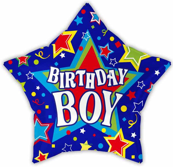 Birthday Boy Star Shaped Foil Balloon