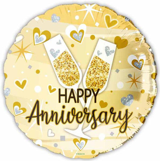 Happy Anniversary Champagne Toast Foil Balloon