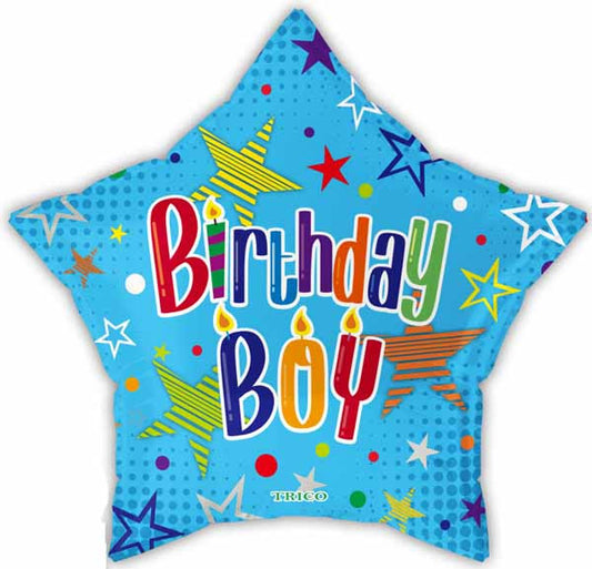 Birthday Boy Star Shaped Foil Balloon