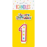 Glitter Number 1 Birthday Candle with Decoration