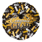 Gold Black Silver Congrats Grad Balloon 18"