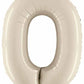 Big Number 0 Foil Balloon White Sand