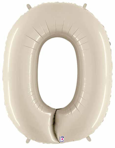 Big Number 0 Foil Balloon White Sand