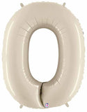 Big Number 0 Foil Balloon White Sand