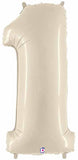Big Number 1 Foil Balloon White Sand