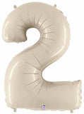 Big Number 2 Foil Balloon White Sand