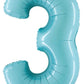 Huge Number 3 Pastel Blue Balloon