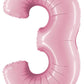 Huge Number 3 Pastel Pink Balloon