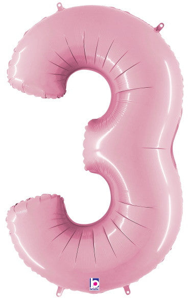 Huge Number 3 Pastel Pink Balloon