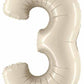 Big Number 3 Foil Balloon White Sand