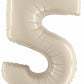 Big Number 5 Foil Balloon White Sand