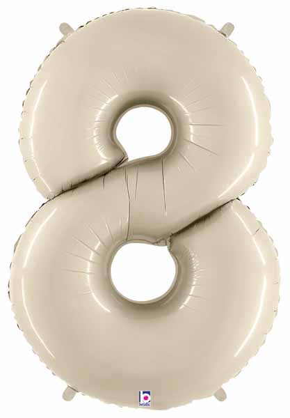 Big Number 8 Foil Balloon White Sand