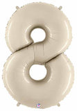 Big Number 8 Foil Balloon White Sand