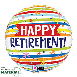 Happy Retirement Stripes Foil Balloon