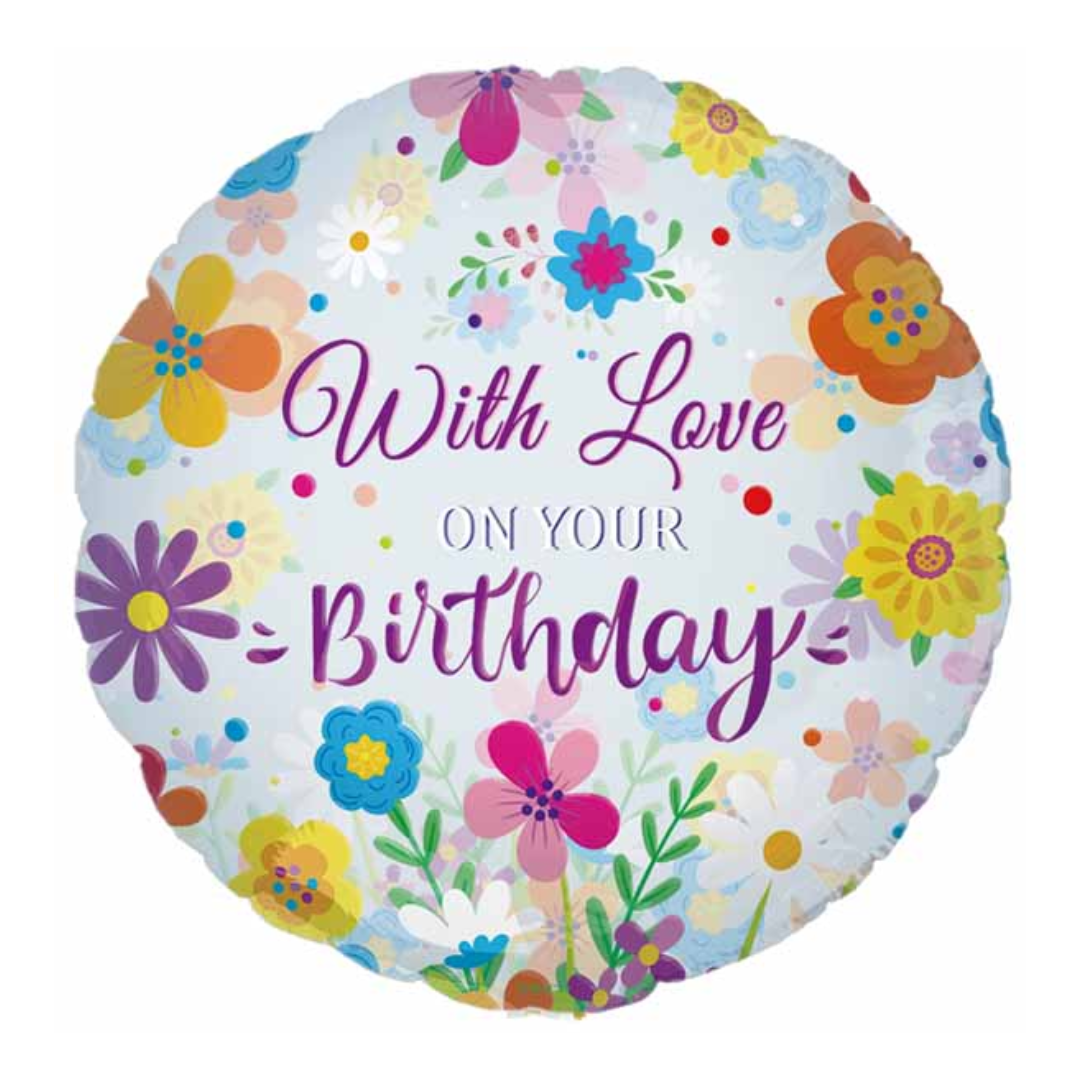 With Love on Your Birthday Floral Foil Balloon 18"