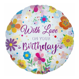 With Love on Your Birthday Floral Foil Balloon 18"