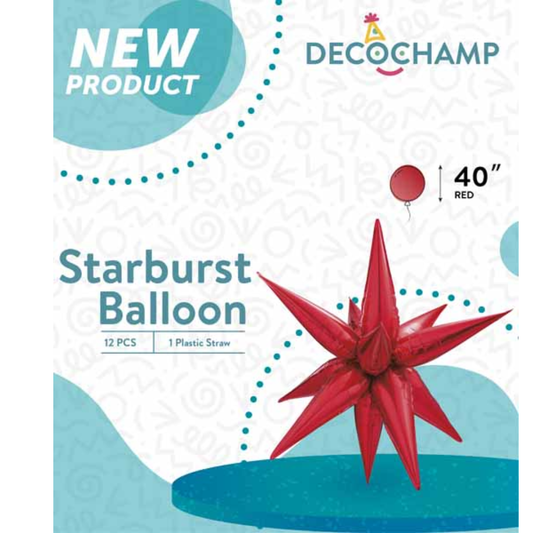 40" 3D Starburst Foil Air Balloon Red