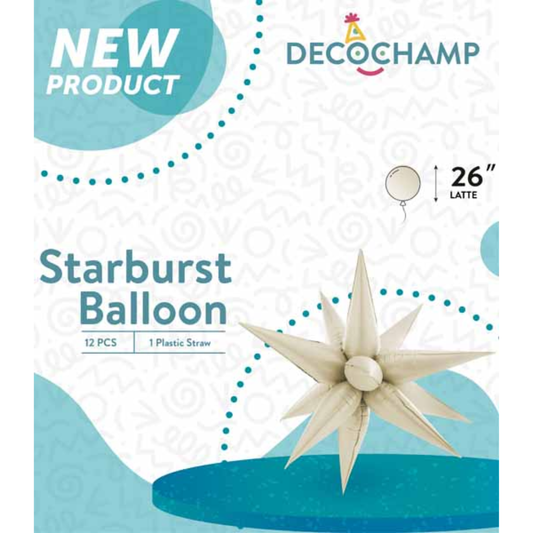 26" 3D Starburst Foil Air Balloon Latte Beige