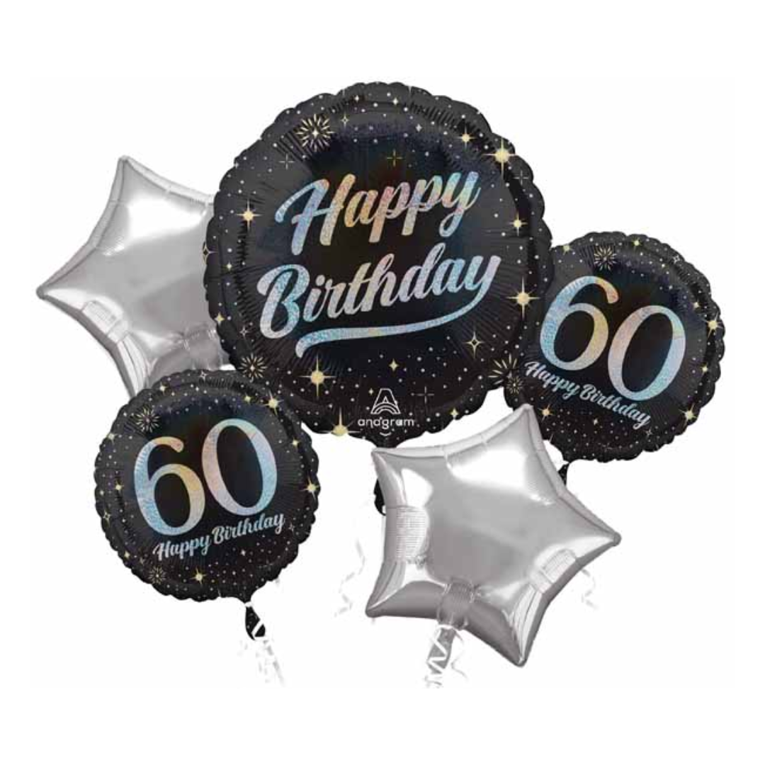 Sparkling 60 Birthday 5 Foil Balloon Bouquet
