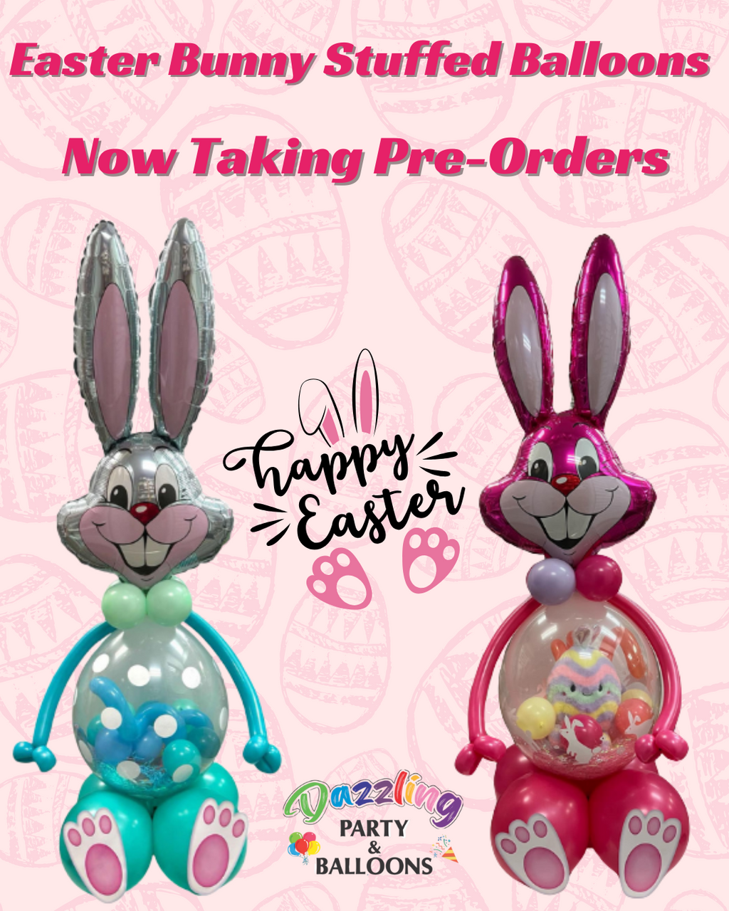 easter stuffed balloon with candies chocolates and treats