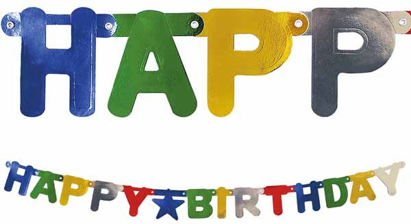 Metallic Foil Paper Happy Birthday Jointed Banner