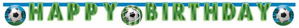 Die Cut Jointed Paper Banner Happy Birthday For Soccer Fans