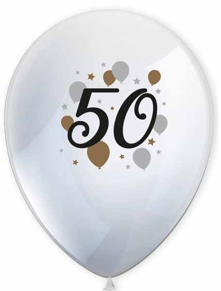 printed number 50 milestone birthday or anniversary latex balloon