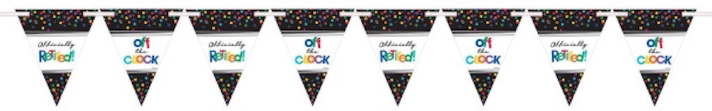 Officially Retired 15' Colorful Retirement Party Pennant Banner