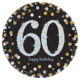 Sparking Celebration 60 Happy Birthday 60th Luncheon Dessert 7" Plates 8 Pack