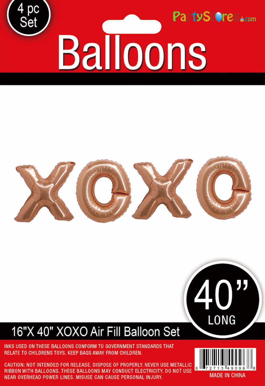 Rose Gold XOXO script phrase foil balloon