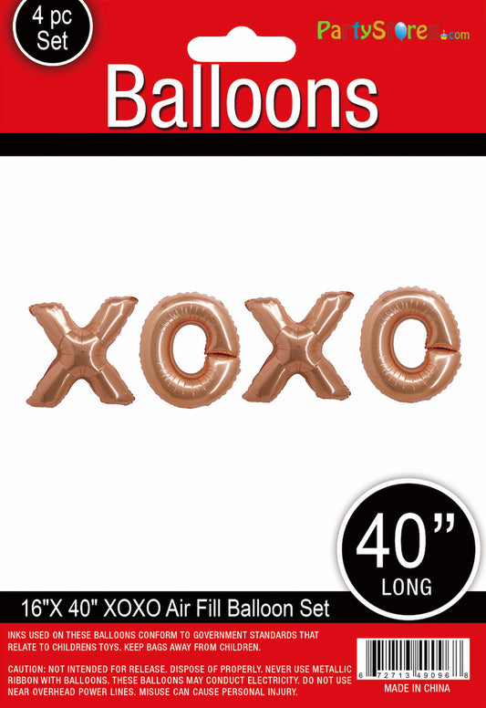 Rose Gold XOXO script phrase foil balloon