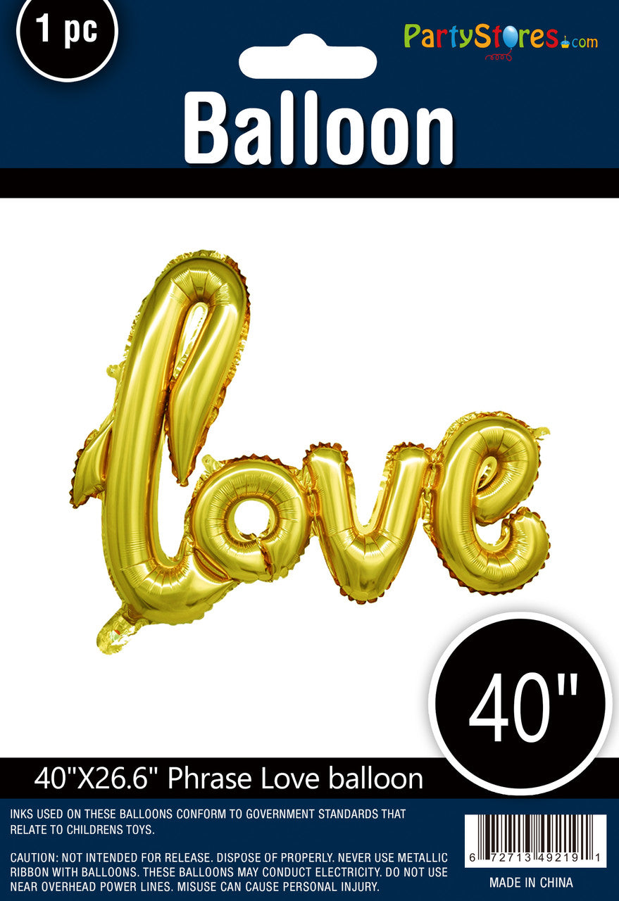 script foil balloon love gold