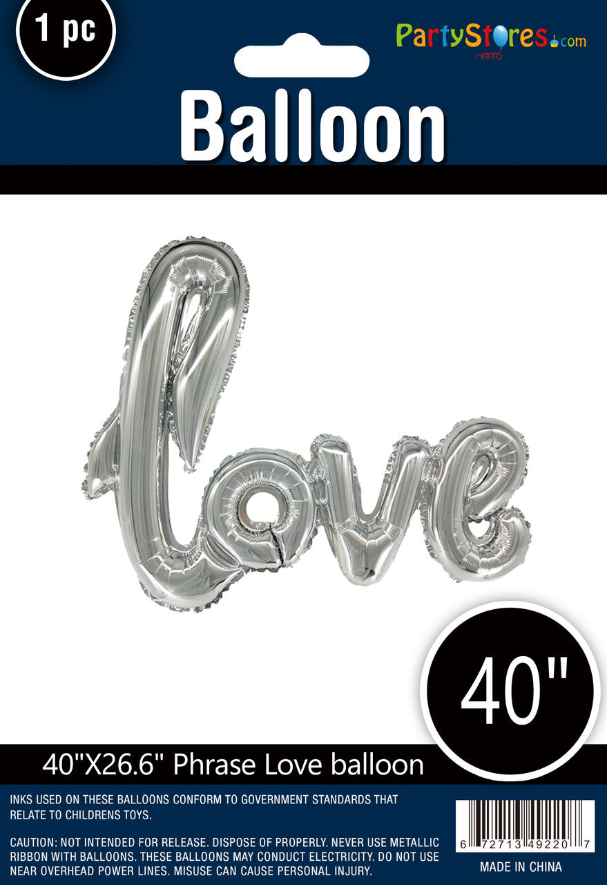 script foil balloon love silver
